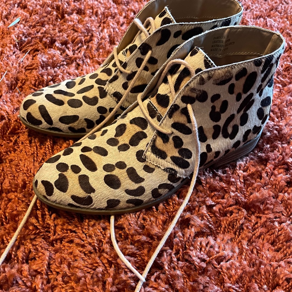 Steve Madden Damiann Leopard Print Ankle Boots 7B